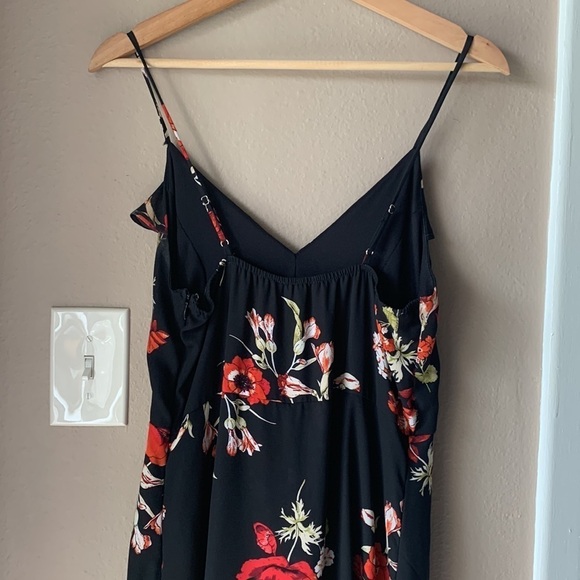 Floral Sleeveless Faux Wrap High Low Romper Dress - Picture 5 of 8